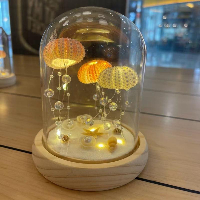 Sea Urchin Shell Jellyfish Night Light: Heart-Shaped Ornament for Mother's Day or Birthday