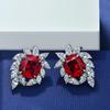 Gica Gema 925 Sterlingové Stříbro Krevně Červené Dámské Tlusté Čtvercové 10*11 Minoritní Design Květinové Náušnice Pro Ženy Kvalitní Jemné Šperky Dárek