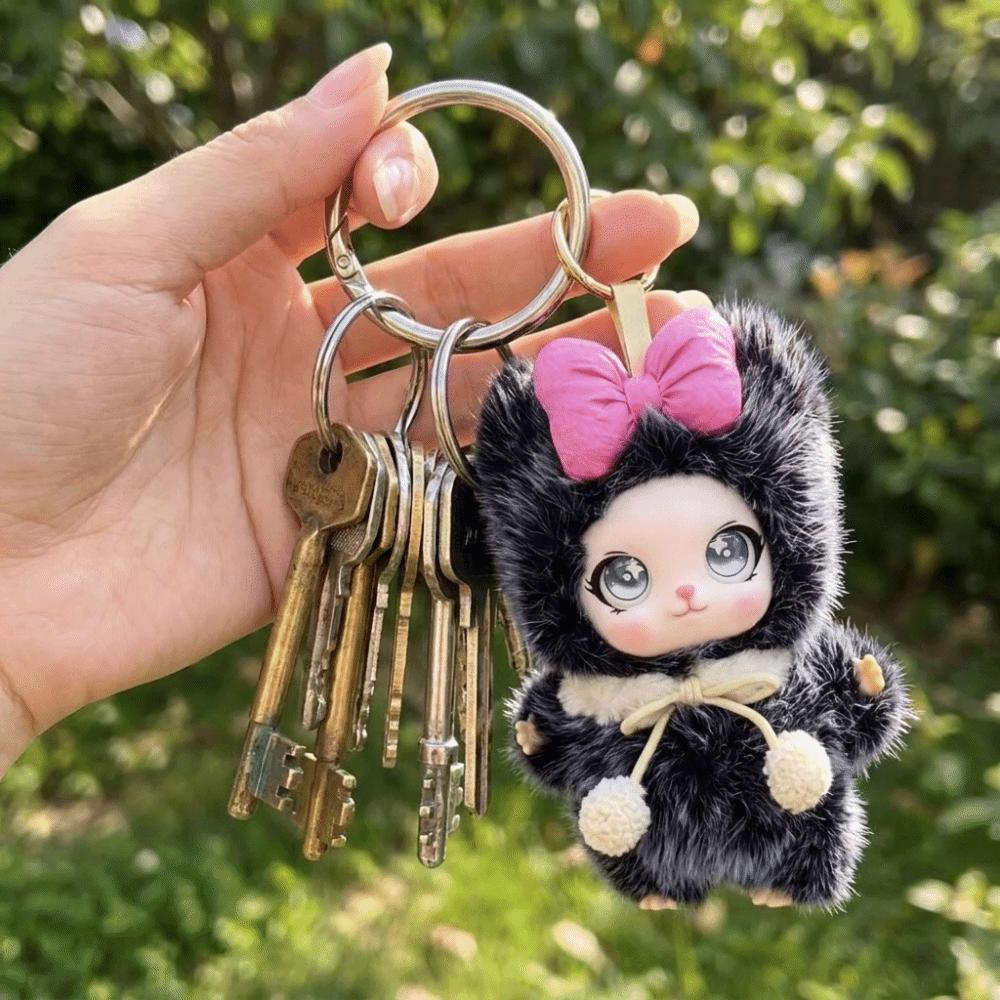 Cartoon Bag Charm Keychain Sparkling Big Eyes Plush Toy Keychain  Jewelry Accessories