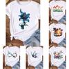 Creative Flower Oneck Tshirt Short Sleeve Tshirt Female Women Clothing Funny Women Casual Aesthetic Tshirts Girl Tshirts