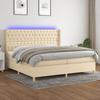 VidaXL Slat Bed Base with Mattress and LEDs, Upholstered Bed with Headboard, Double Bed, Adult Bedroom Bed, 3139146