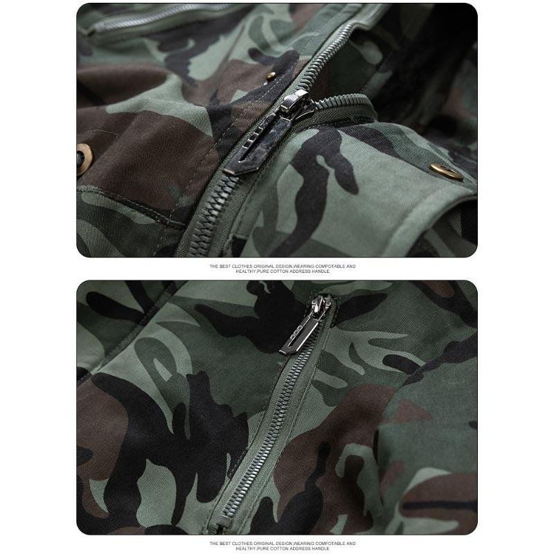 2025 Winter Hooded Men's Fleece Thickened Slim Mid-length Camouflage Cotton Jacket Men's Trendy Padded Clothing
