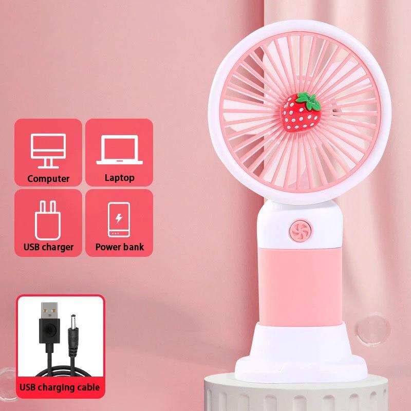 Usb Rechargeable Portable Handheld Fan – Cute Plastic Design, Dual Use (Handheld/Stand), Summer Cooling Fan For Kids & Adults