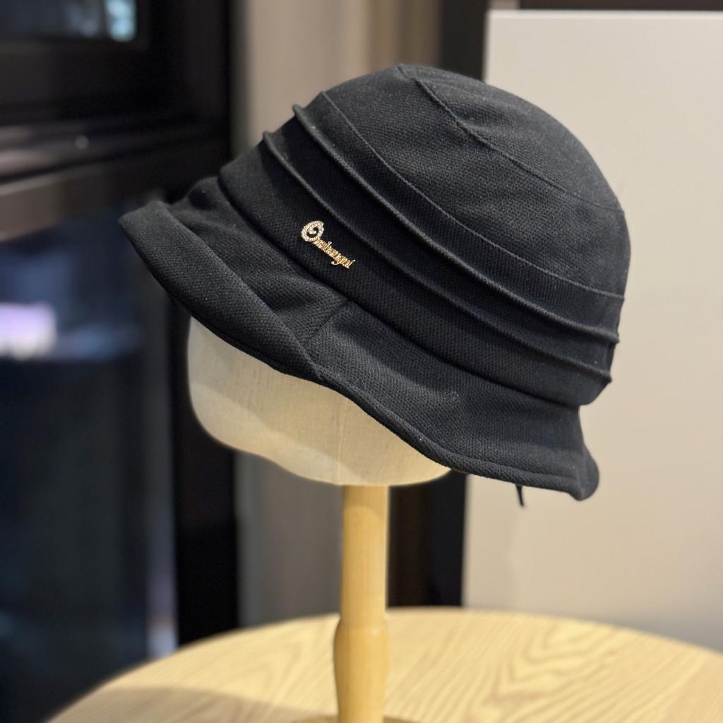 Fischerhut Damen Herbst und Winter Britischer Retro-Stil Mutterhut Modisch Große Krempe Gerollter Rand Zeigt Gesicht Kleine Beckenhut Trendy