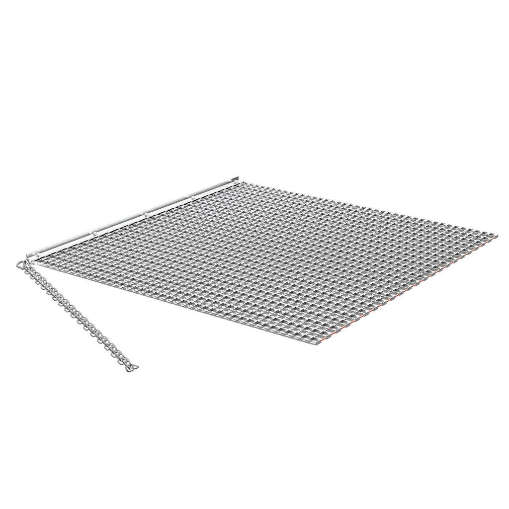 Drag Harrow, 1.2x1.2 M , High-Efficiency Chain Harrow Rake, ATVs UTVs Tractors Attachments, Durable Galvanized Steel Mesh Drag Mat with Towing Chain,