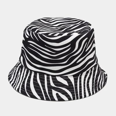 Fashion Hats Decor Double-Side-Wear Reversible Fisherman Hat Cap Cotton Black White Print Foldable Fisherman Hat Accessories
