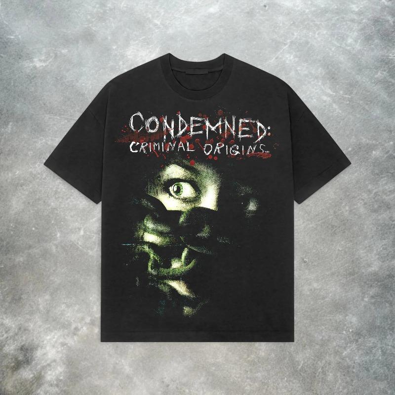 Condemned Criminal Origins Винтажная Хоррор Игра Y2K Футболка Летняя Унисекс и Женская Свободная и Дышащая Футболка Топ S