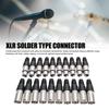 Akozon 20 Pieces 3-Pin XLR Solder Type Connectors Zinc Alloy Silver Microphone Sound Cable Plugs Ultra-Low Noise Suitable for Sound Setups