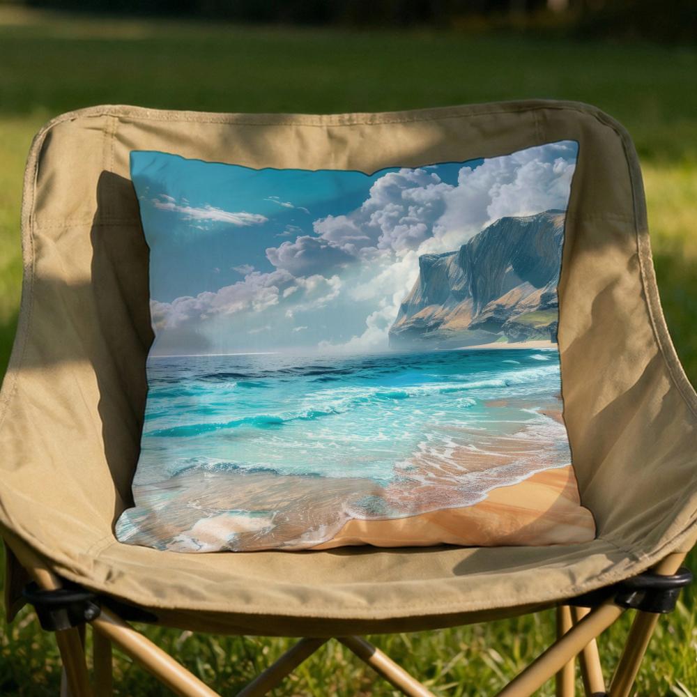 Beach Landscape Print Cushion Cover Soft Reversible  Durable Pillow Cover  MultiScene Use for Home  Car Daily Comfort
