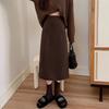 Versatile Woolen Long Dress, Black Spring and Autumn Long Skirt, High Waist and Thin Hip-wrapped A-word Skirt