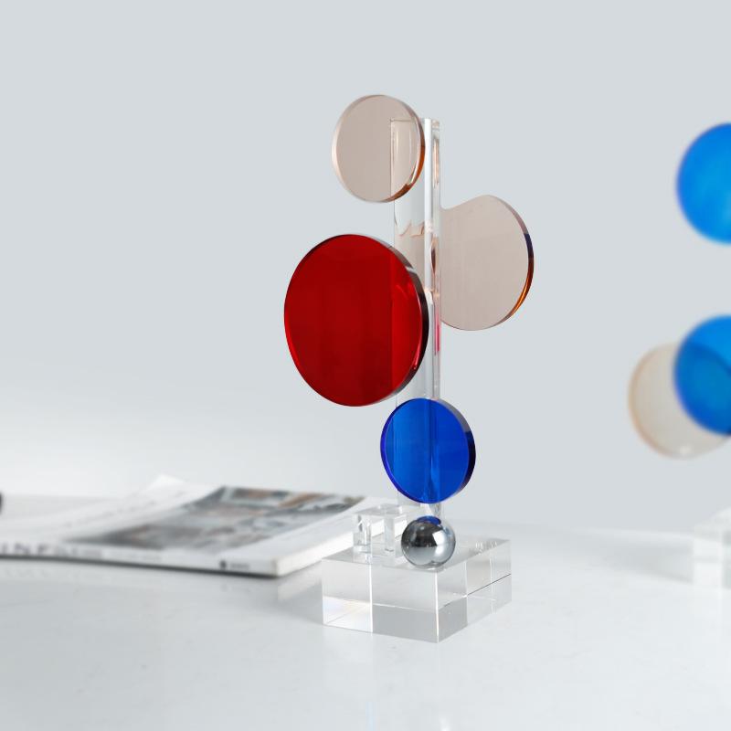 Glas Geometrische Kristallornamente Durchbrochener Ring Transparent Kreis Kristallskulptur Dekorative Figuren Heimdekoration