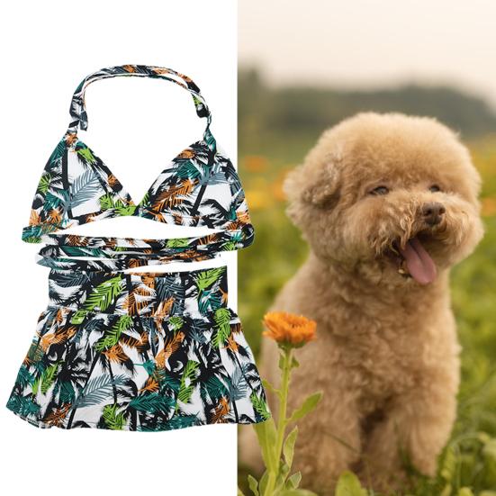 1 Set Pet Swimsuit Lace-up Design Soft Comfortable Print Dog Eye-catching Floral Cat Summer Beach Skirt Beach Party