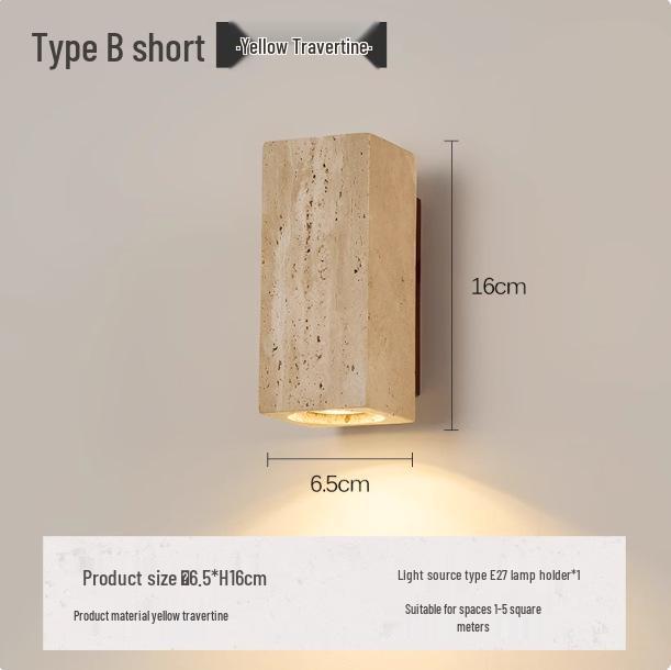 Wabi-Sabi Gelbe Travertin Nachttischlampe: Retro-Stil für Schlafzimmer & Wohnzimmer