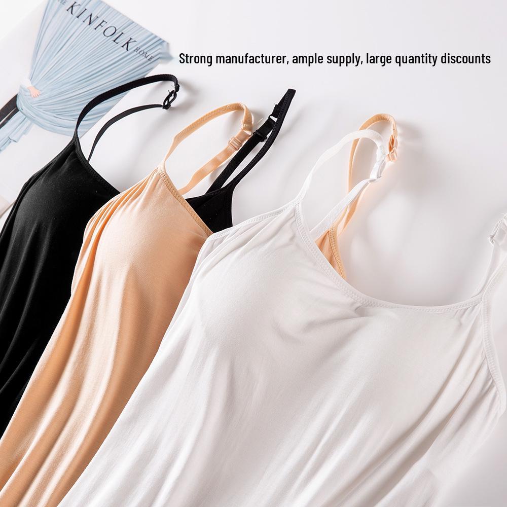 Dam Modal Nattlinne i Plusstorlek med Vadderade Kupor - Lös, Mellanlång Sommar Hemklänning