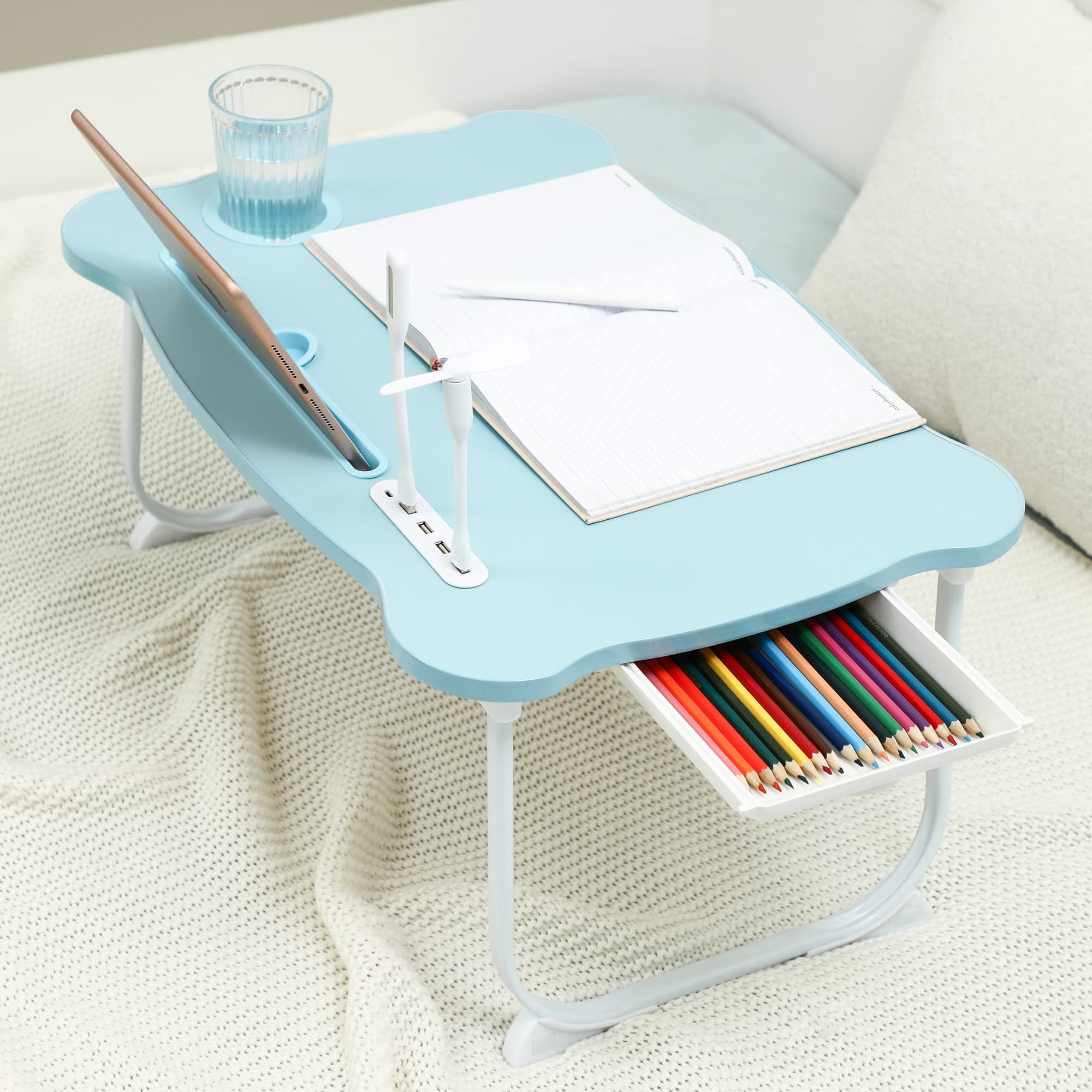 

НОВЫЙ Многофункциональный Складной Стол с Кофе Складывается Удобный USB-Свет Идеальный Подарок для Идеально подходит для Одиноких и Легкое Хранение [2025 USB] Стол/Мини синий