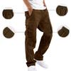 Men's Color Cargo Pants with Elastic Waist Button Closure and 6 Pockets for Work and Casual Wear