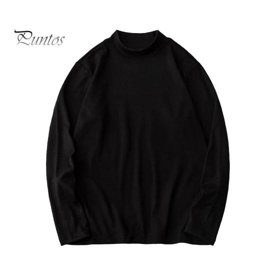 

Осень-зима мужской облегающий топ из плотного плюша с полувысоким воротником, эластичный, с длинными рукавами, чистый цвет, размер плюс, средняя длина, для фитнеса и упражнений XL чёрный