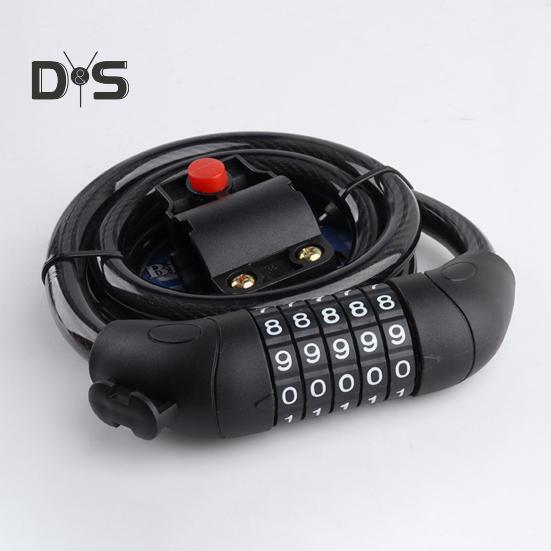 Bike Cable Lock with 5 Digits Shear-Resistant PVC Coating Universal Anti-Theft Security Protection Bicycle Scooter Safety Lock