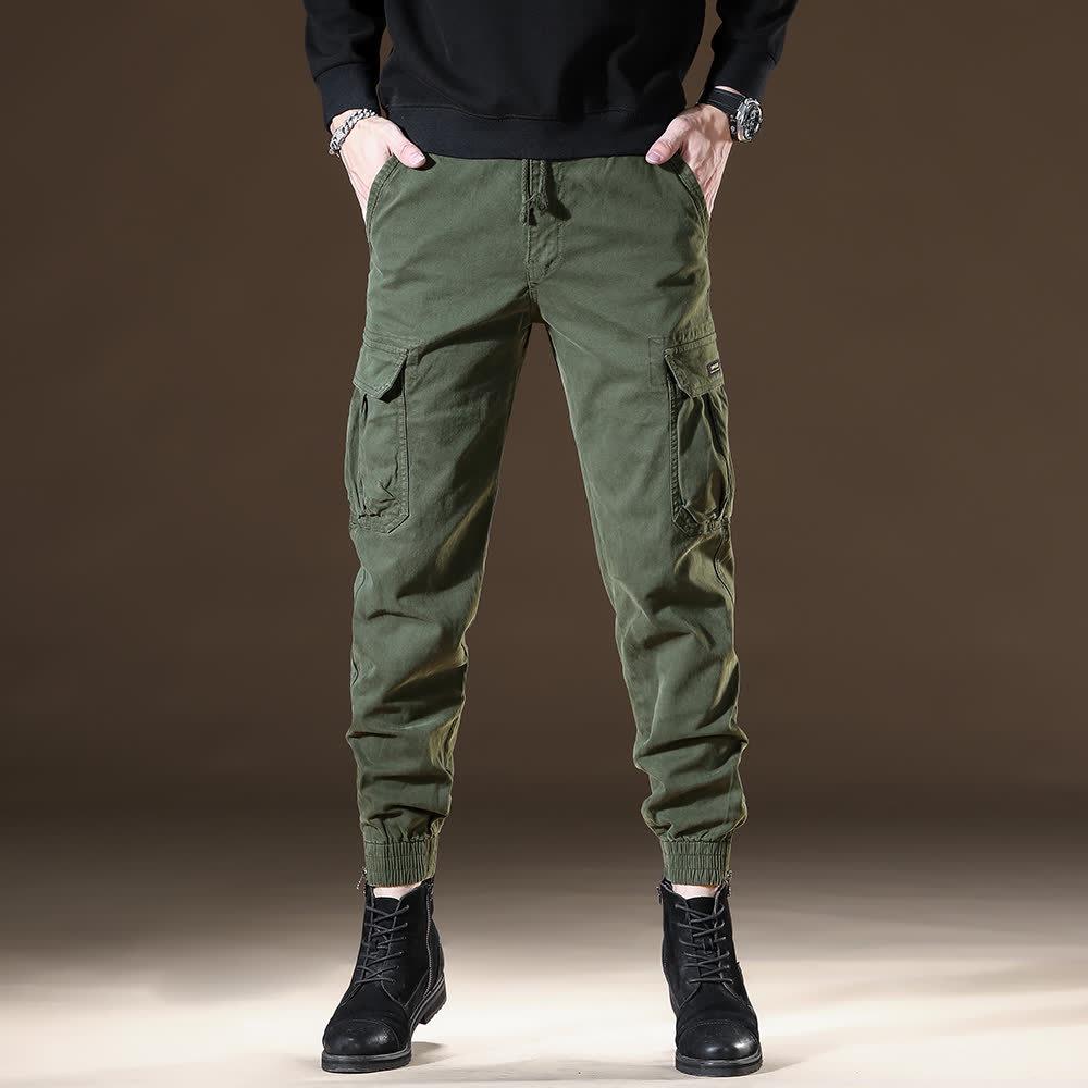 

Мужской ретро-черный уличный комбинезон со свободными манжетами - модные износостойкие повседневные осенние брюки в американском стиле M [40-50 kg]