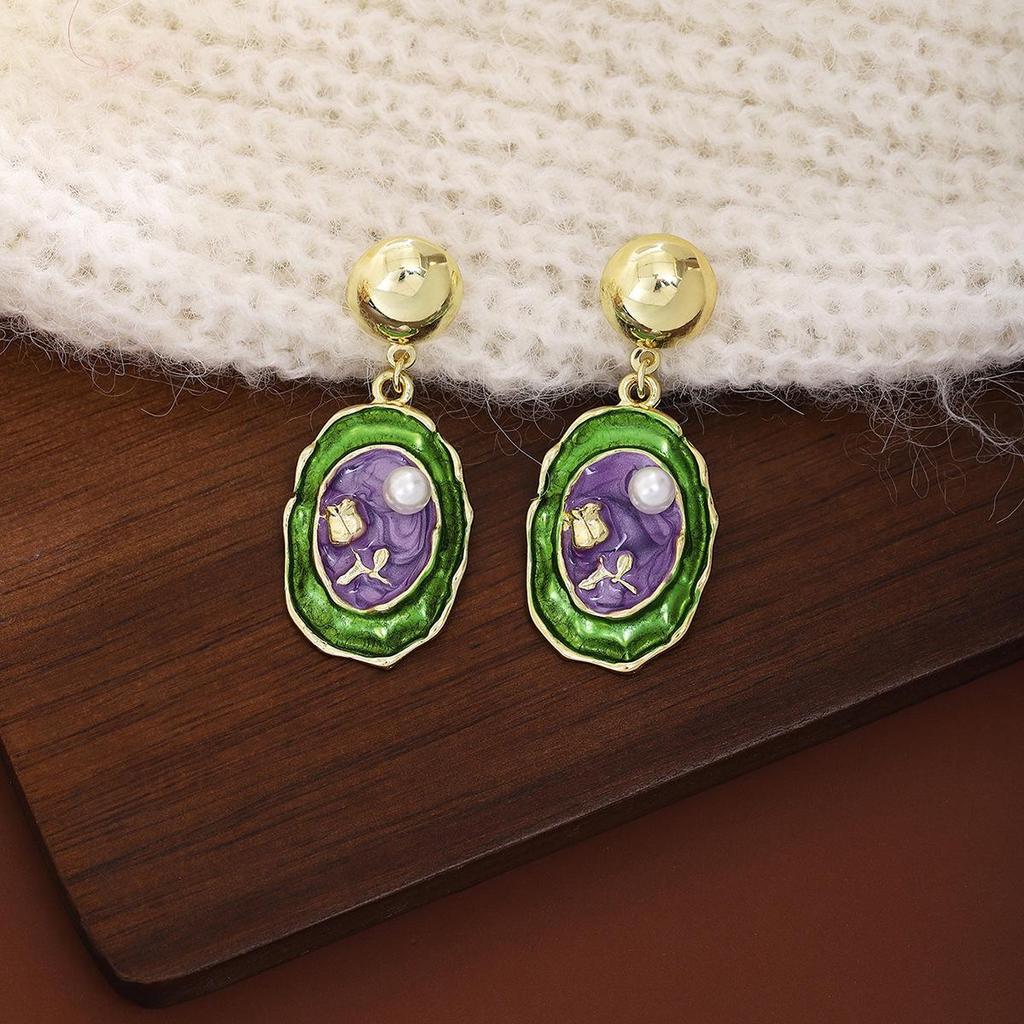 Pendientes Vintage de Estilo de Corte con Pedrería y Esmalte - Exquisita Joyería de Plata 925