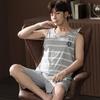 Mens Modal Cool Pajamas Set Summer Round Collar Shorts Modal Nightwear Fashion Gentleman Elegant Sleepwear