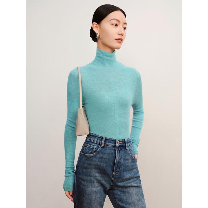 JZ Annakol Women's Seamless Cashmere Blend High-Neck Pullover Sweater