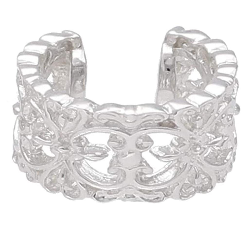 Shinjuku Gin No Kura Openwork Lace Pattern Silver 925 Ear Cuff (Single Ear) for Women, Non-Pierced Earrings
