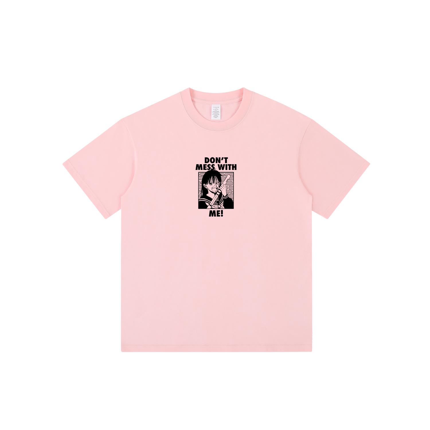 

Унисекс футболка свободного кроя с мультяшным принтом в гонконгском стиле, лето 2024 Medium розовый