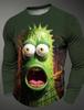 3D Printed Cartoon Cucumber Bitter Melon Pattern Autumn Men's Round Neck Casual Long Sleeve Oversized Pullover Fashion Tops