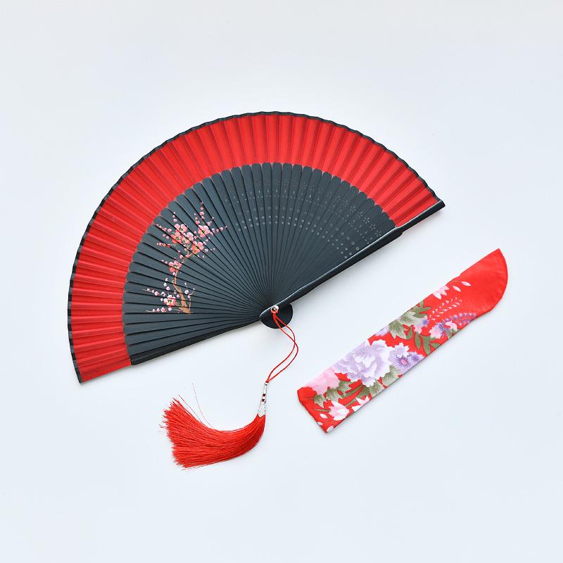 Red Dancing Fan: Classical Chinese Style Folding Fan, Easy-Open Hanfu Accessory