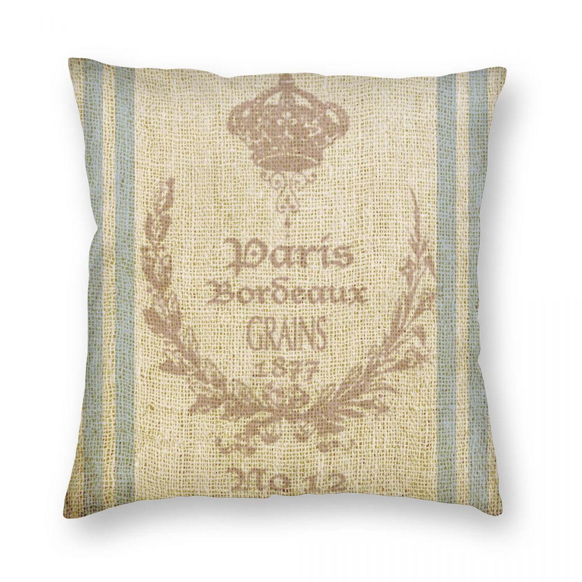 

Bonjour Faux Grain Sack Square Pillowcase Polyester Linen Velvet Printed Zip Decor Room Cushion Cover 45x45 12x12Inch