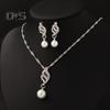2Pcs/Set Women Jewelry Set Imitation Pearl Rhinestones Inlaid Necklace Drop Earrings Set Wedding Accessories