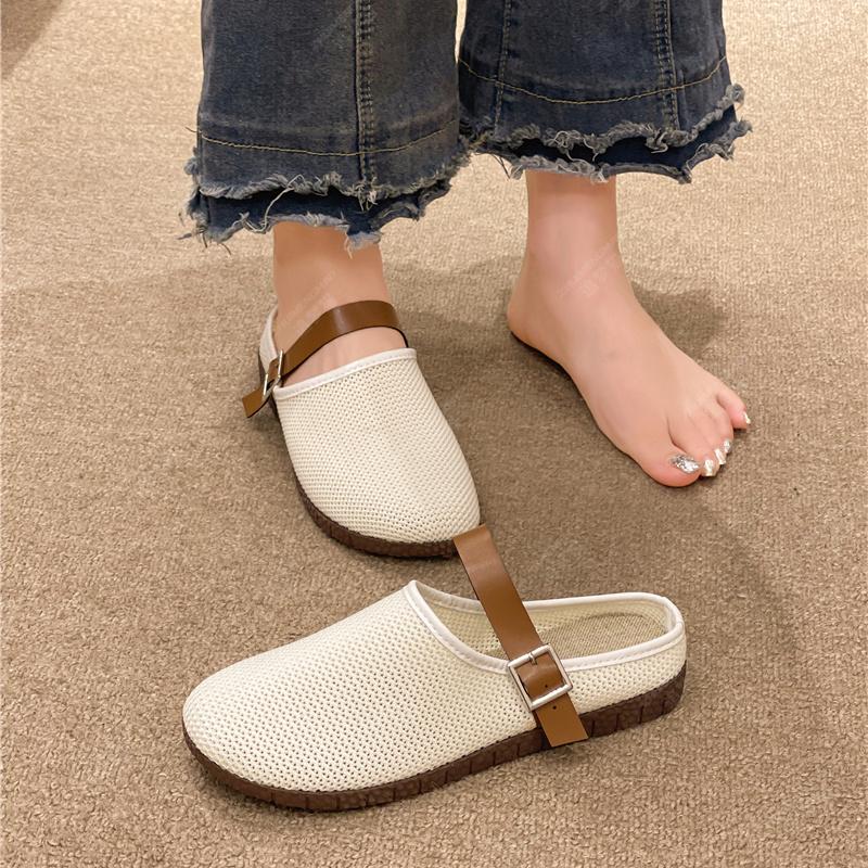 Damskie buty lato 2025 tanie buty wyprzedaż moda wsuwane buty siatkowe do noszenia na zewnątrz kapcie