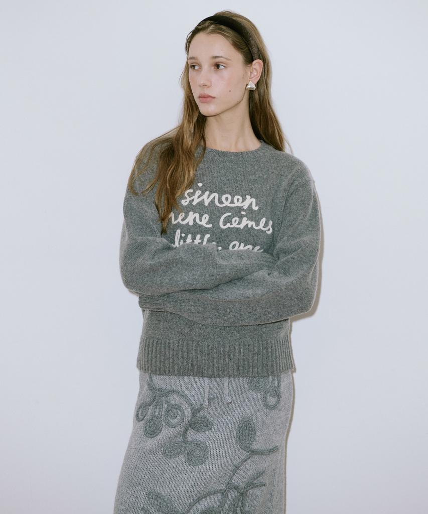 SINOON Lettering Pullover Knit (Melange Gray)