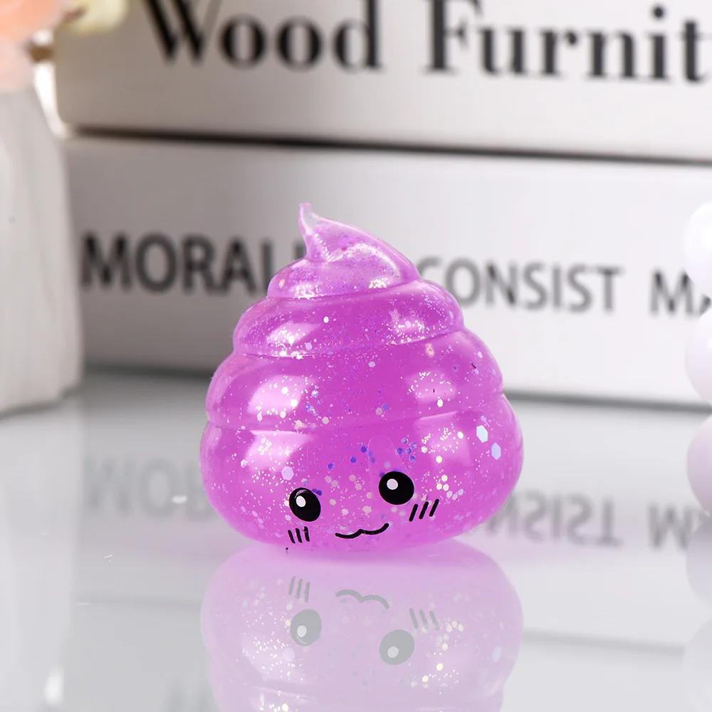 Novelty Squishy Poo Stress Ball Squishies Toy Glitter Funny Stretch Squeeze Fidget Toys For Adults Kids Fool'S Day Prank Gifts