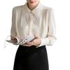 Women's 2025 Spring Satin Long-Sleeve French Drape Shirt for Professional Interviews
