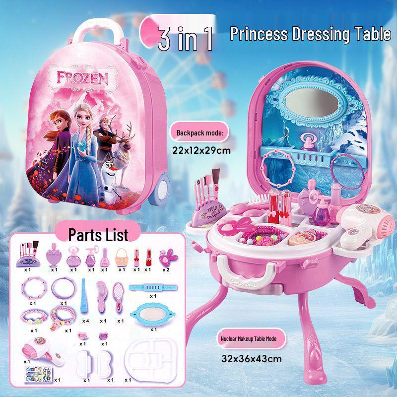 Frozen Princess Role Play Jewelry Set & Dressing Table Suitcase - Perfect Birthday Gift for Kids