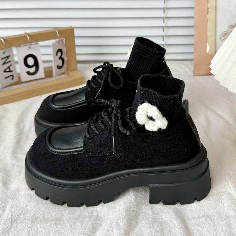 Fashion Retro Suede Platform Women Mary Janes Shoes Fashion Casual Loafers Female Footwear New Round Toe Oxfords Shoes JK Lolita shoes