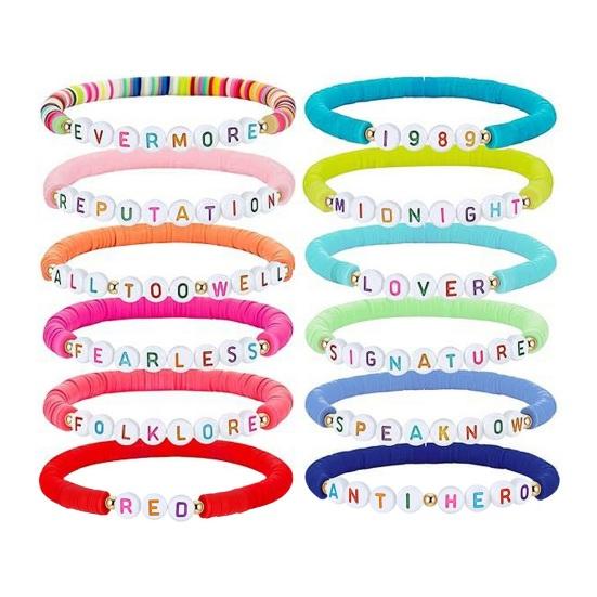 MOSTFUN Set 11 Bracciali Dell'Amicizia Con Perline In Argilla – Lettere E Numeri – Regolabili, Colorati – Per Fan Della Musica E Ragazze - 5