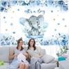 Boy Elephant Baby Shower Decorations Boxes - Baby Blue Balloon Garland Kit,Baby Shower Boxes,It's a Boy Backdrop Tablecloth for Elephant Theme Party