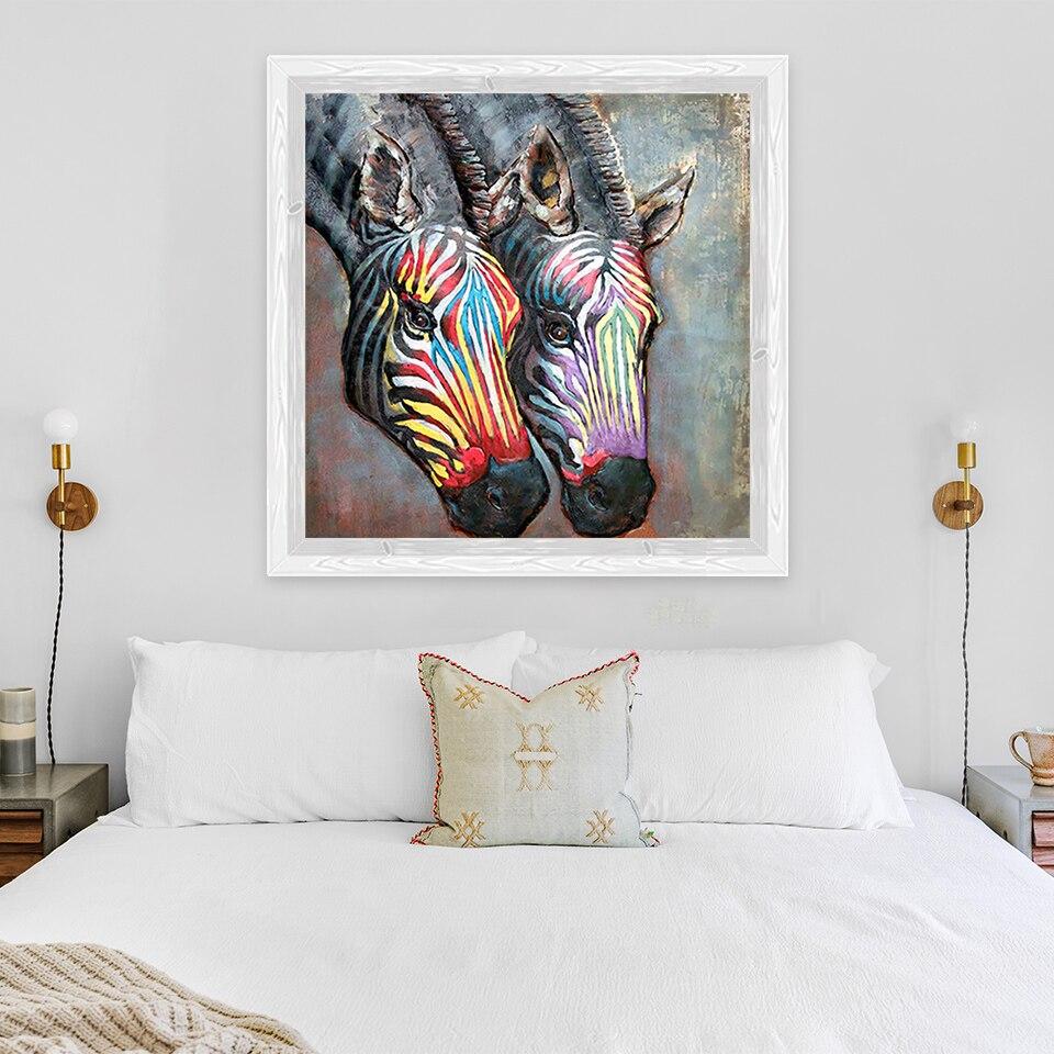 New 5D DIY Diamond Painting Colorful Zebra Diamond Embroidery Animal Cross Stitch Full Round Square Drill Manual Home Decor Gift