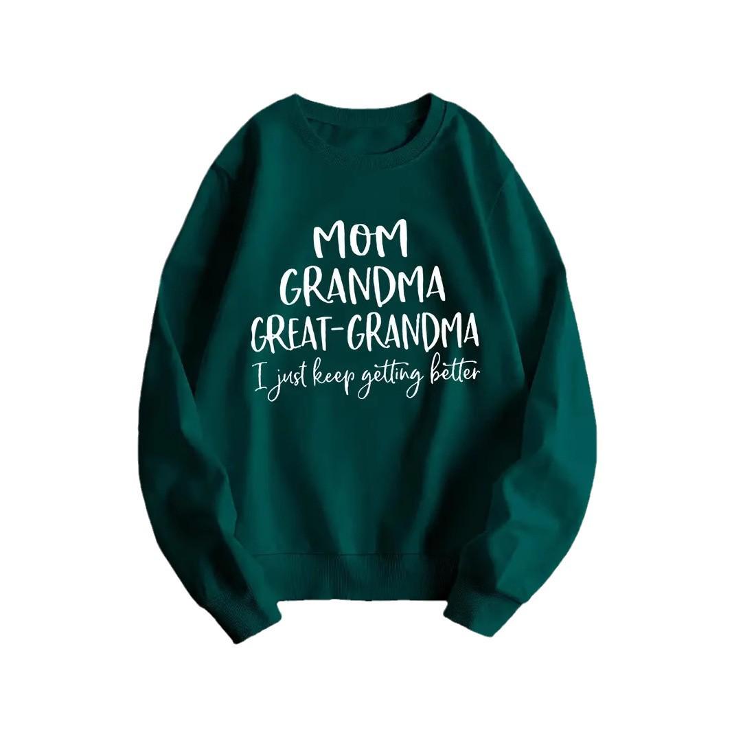 

Женский хлопковый свитшот большого размера с круглым вырезом и принтом - Длинный рукав, Весна/Осень 3XL