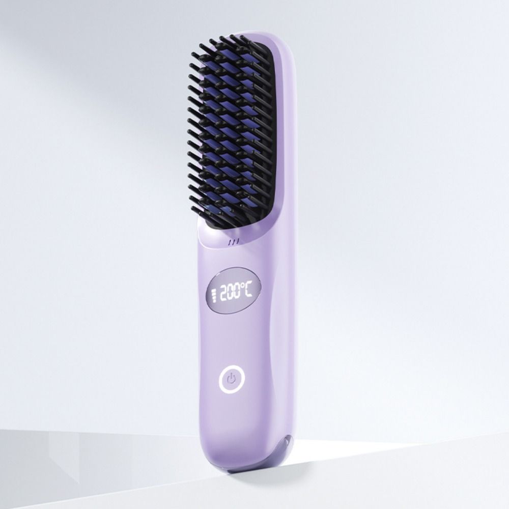 Dual-Function Operation Electric Hair Straightener Brush USB Charging Hair Brush Home Use