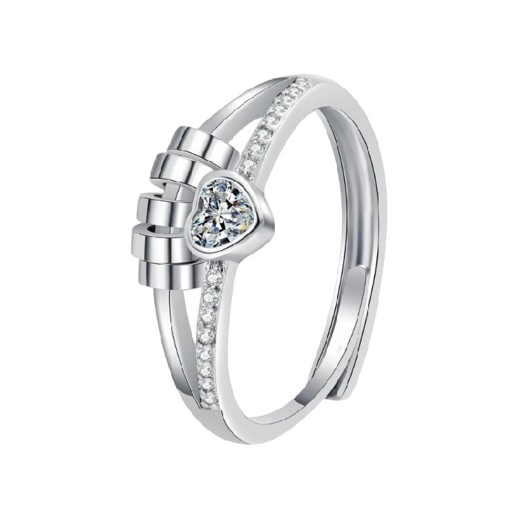 Fashionable 2 in 1 Adjustable Sturdy Brass Rings pORTABLE for Stress Relief with Heart and Rotating Bead Designs