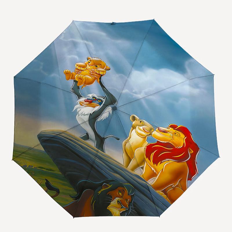 1 Automatik-Öffnungs-Regenschirm mit Löwenkönig-Simba-Thema, Bunt, 8 Speichen, Tragbar, für Damen und Herren, Ein Kompakter Begleiter für den täglichen Weg