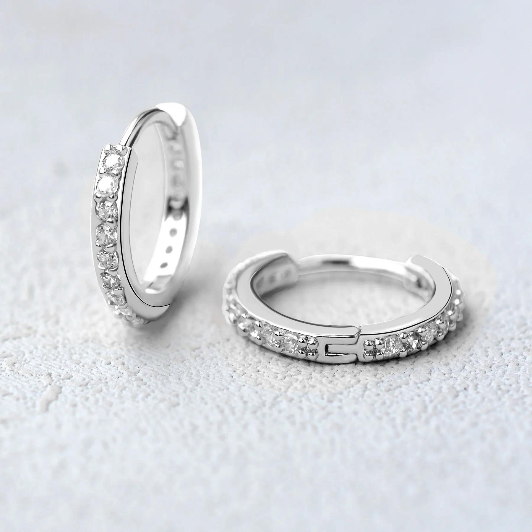 

925 Sterling Copper Minimalist Round Hoop Earrings for Women Girls Punk Bohemian Everyday Daily Wear Fashion Party Zircon Gifts 12mm
