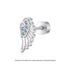 Crushed Ice Blue Winged Titanium Zirconia Stud Earrings - Unisex Cartilage Jewelry