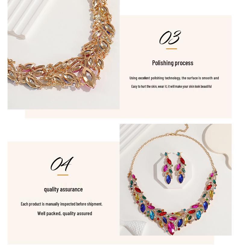 Luxe Kristal Edelsteen Sieradenset: Ketting & Oorbellen voor Bruiden en Speciale Gelegenheden