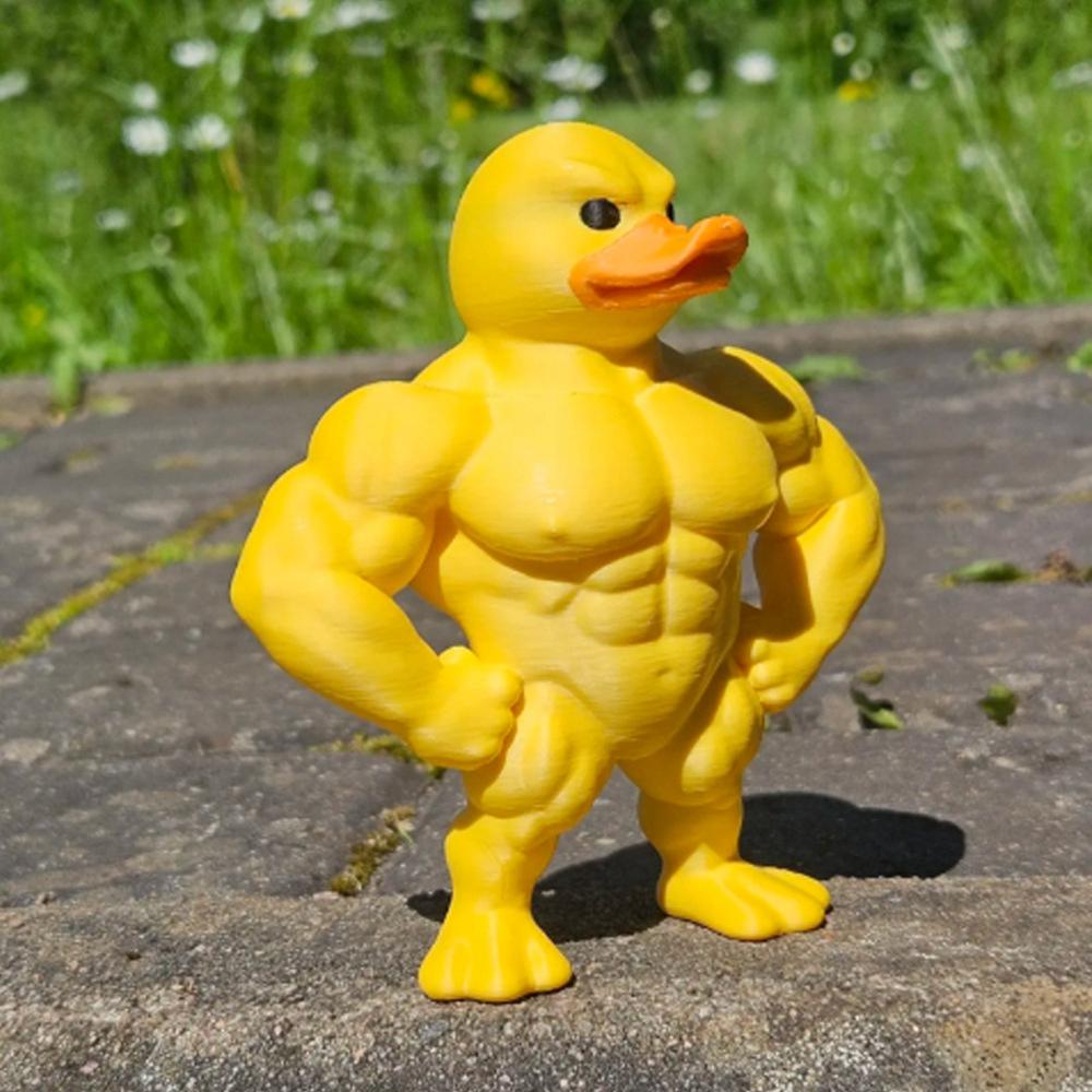 3D Funny Muscles Duck Fun Birthday Gift Office Living Room Decoration Ornament 3D Printed Crafts Angry Duck Gift