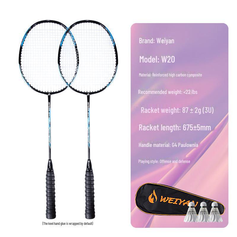 Set de rachete pentru badminton din fibră de carbon Weiyan: Aluminiu-Carbon Durabil, Pachet de 2, Antrenament pentru Adulți.
